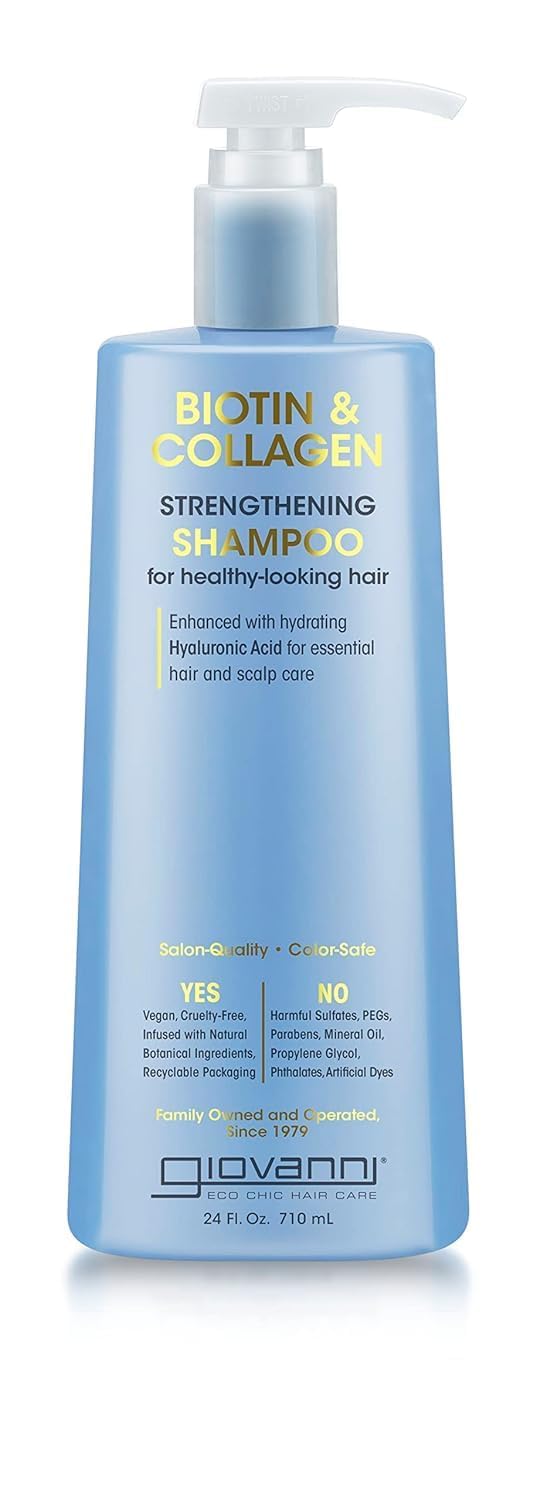 GIOVANNI Biotin & Collagen Shampoo, Strengthening Shampoo, Vegan, 24 oz