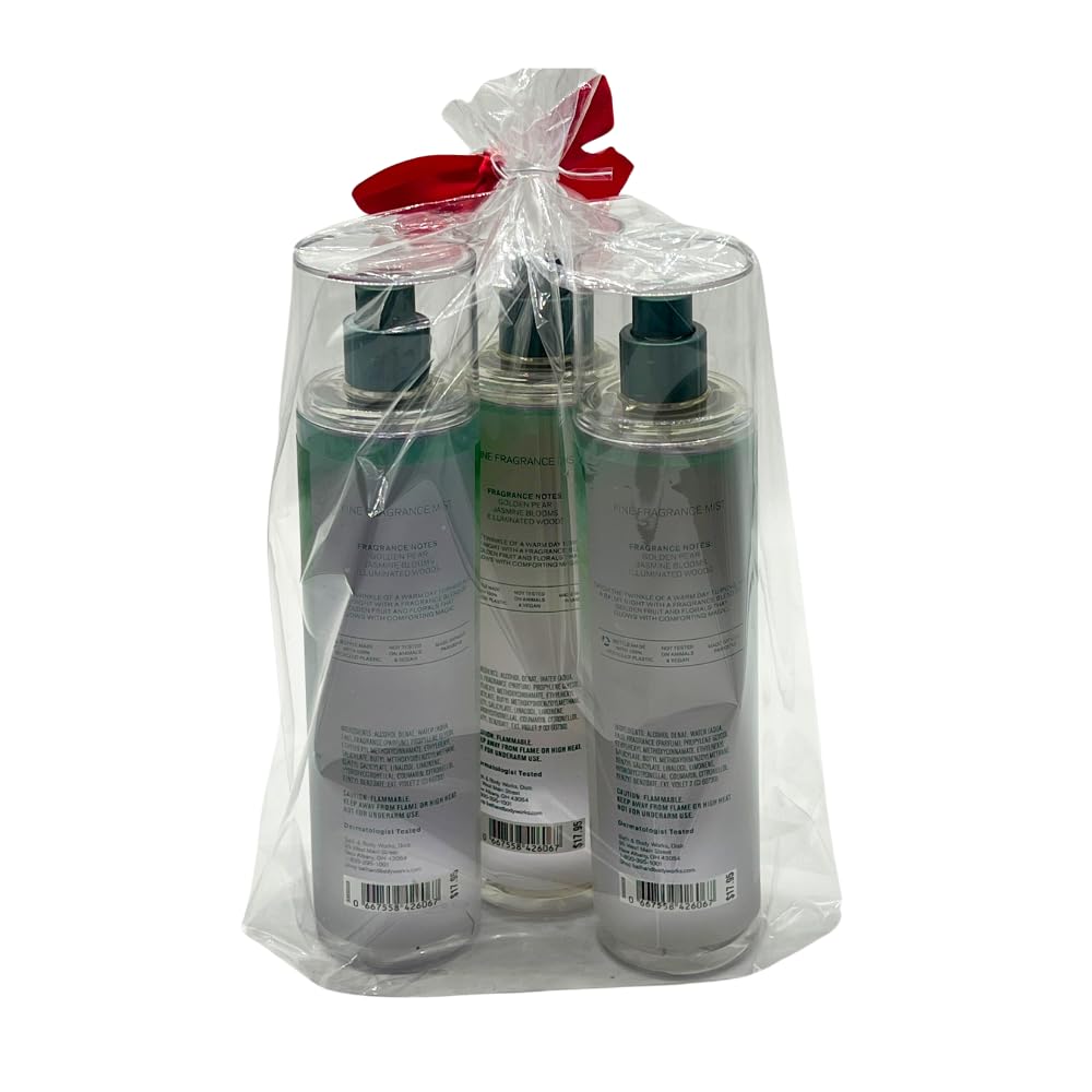 Bath & Body Works CHASING FIREFLIES Fine Fragrance Mist Gift Set with a Red Bow for Holiday 8 fl oz - Pack of 3 Beauty & Personal Care Bath & Body Works