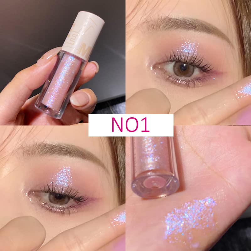 Aolailiya 5pcs Liquid Glitter Eyeshadow set- Sparkling Metallic High Pigmented Glitter Eye Shadow Korean Crystals Makeup, Quick Drying Long Lasting Beauty & Personal Care Aolailiya