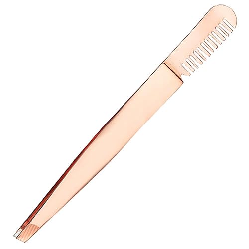 Amaok Eyebrow Tweezer with Comb - Tweezer Slant Tip, Professional Stainless Steel Slant Tip Tweezer - The Best Gold Precision Eyebrow Tweezers Beauty & Personal Care Amaok