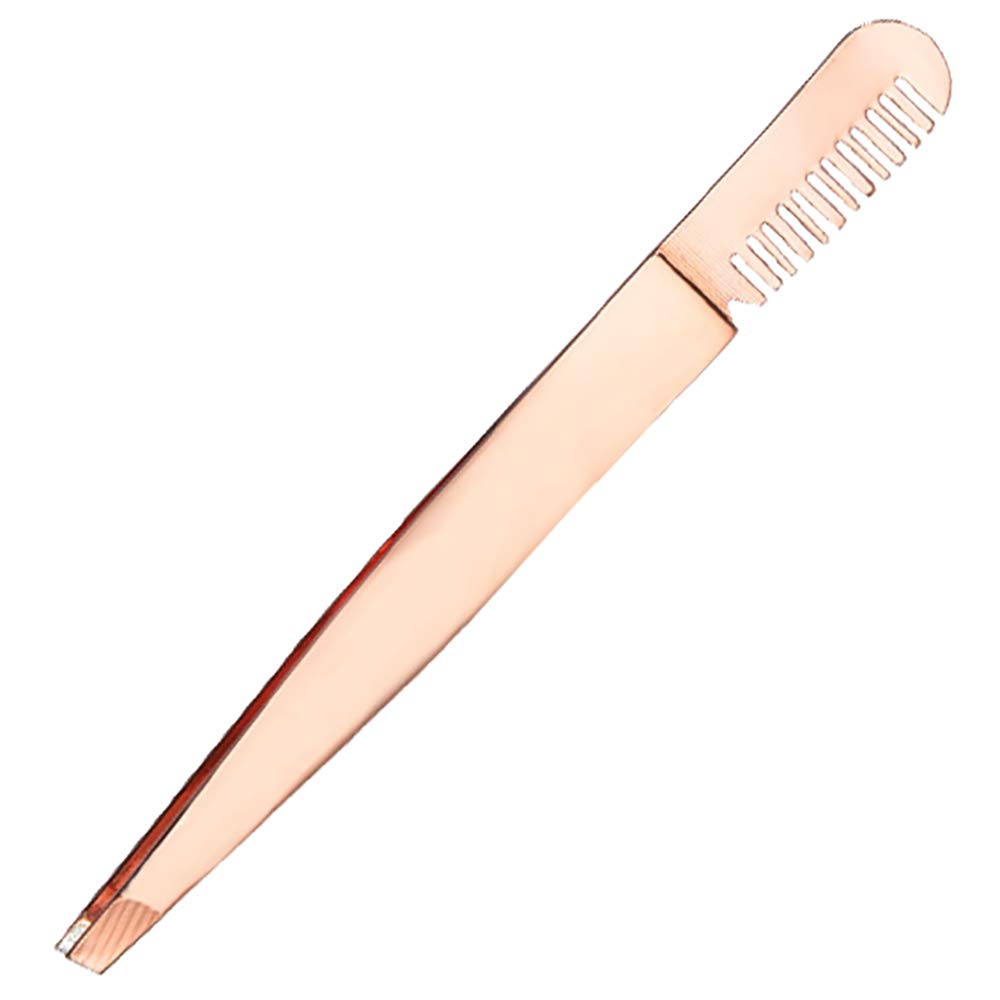 Amaok Eyebrow Tweezer with Comb - Tweezer Slant Tip, Professional Stainless Steel Slant Tip Tweezer - The Best Gold Precision Eyebrow Tweezers Beauty & Personal Care Amaok