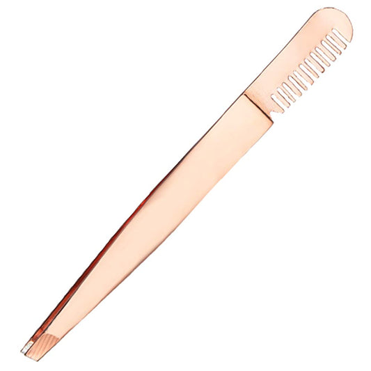 Amaok Eyebrow Tweezer with Comb - Tweezer Slant Tip, Professional Stainless Steel Slant Tip Tweezer - The Best Gold Precision Eyebrow Tweezers Beauty & Personal Care Amaok