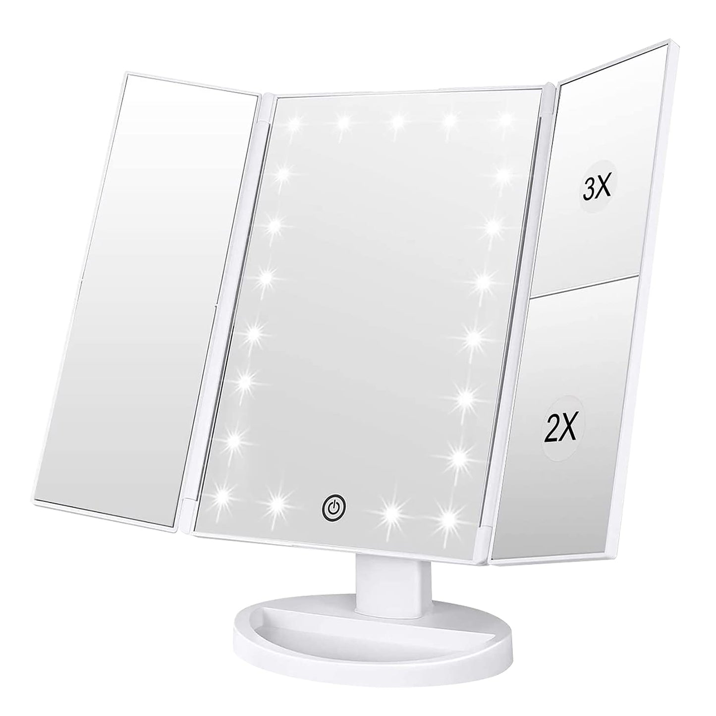 WEILY Makeup Mirror with 21 LED Lights,Two Power Supply Modes, Adjustable Touch Screen and 1x/2x/3x Magnification Tri-Fold Vanity Mirror,Chargeable Beauty & Personal Care WEILY