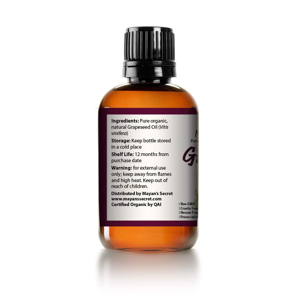 USDA Certified Organic GRAPESEED Oil Anti-Aging MOISTURIZER - Facial Cleanser | Unrefined, Cold Pressed | Essential to Reduce Skin Wrinkles Beauty & Personal Care Mayan's Secret