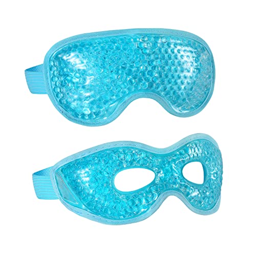 2PCS Gel Eye Mask Reusable Cold Therapy Gel Bead Eye Mask for Puffiness/Dark Circles/Eye Bags/Dry Eyes/Headaches/Migraines/Stress Relief (Blue) Beauty and Personal Care CONSGIJI Default Title