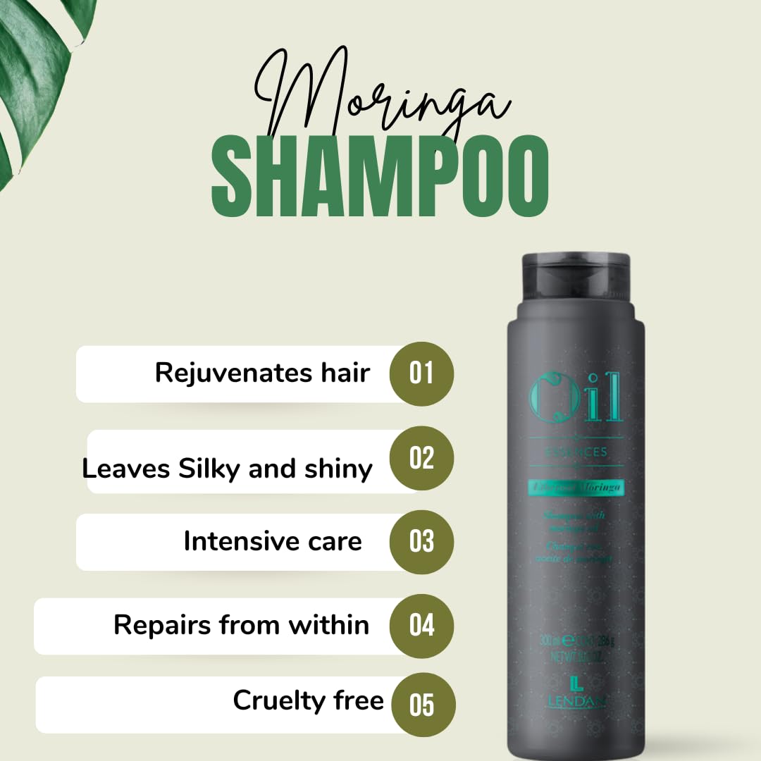Lendan Moringa Oleifera Shampoo & LEAVE IN Conditioner Set - for Hair Growth, Repair & Shine - 6.6 oz - 100% vegan - includes mini mirror, Black Beauty & Personal Care Lendan