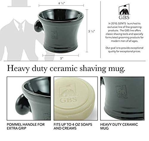 G.B.S Men’s Shaving Set, Blade Razor, Ceramic Black Shaving Mug, Badger Shaving Brush, Sandalwood Aftershave, Shaving Soap and Razor Cone Stand, Black Beauty and Personal Care G.B.S