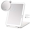 LUKYMIRO Rechargeable Travel Makeup Mirror with Lights, Portable Lighted Regular Mirror with Small 10X Magnification, 70 LEDs 3 Color Dimmable Beauty & Personal Care LUKYMIRO