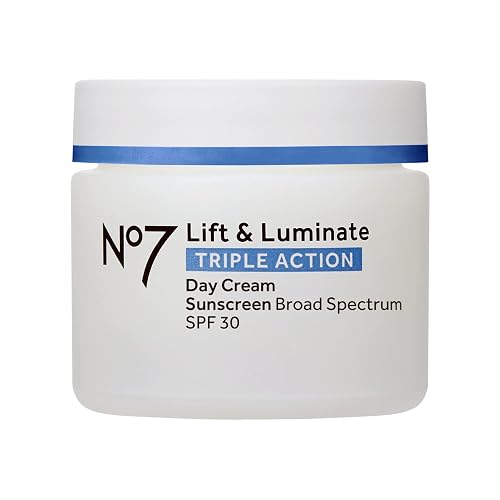 No7 Lift & Luminate Triple Action Fragrance Free Day Cream SPF 30 - Broad Spectrum Anti Aging Face Cream - Hydrating Hibiscus Peptides & Hyaluronic Beauty & Personal Care No7