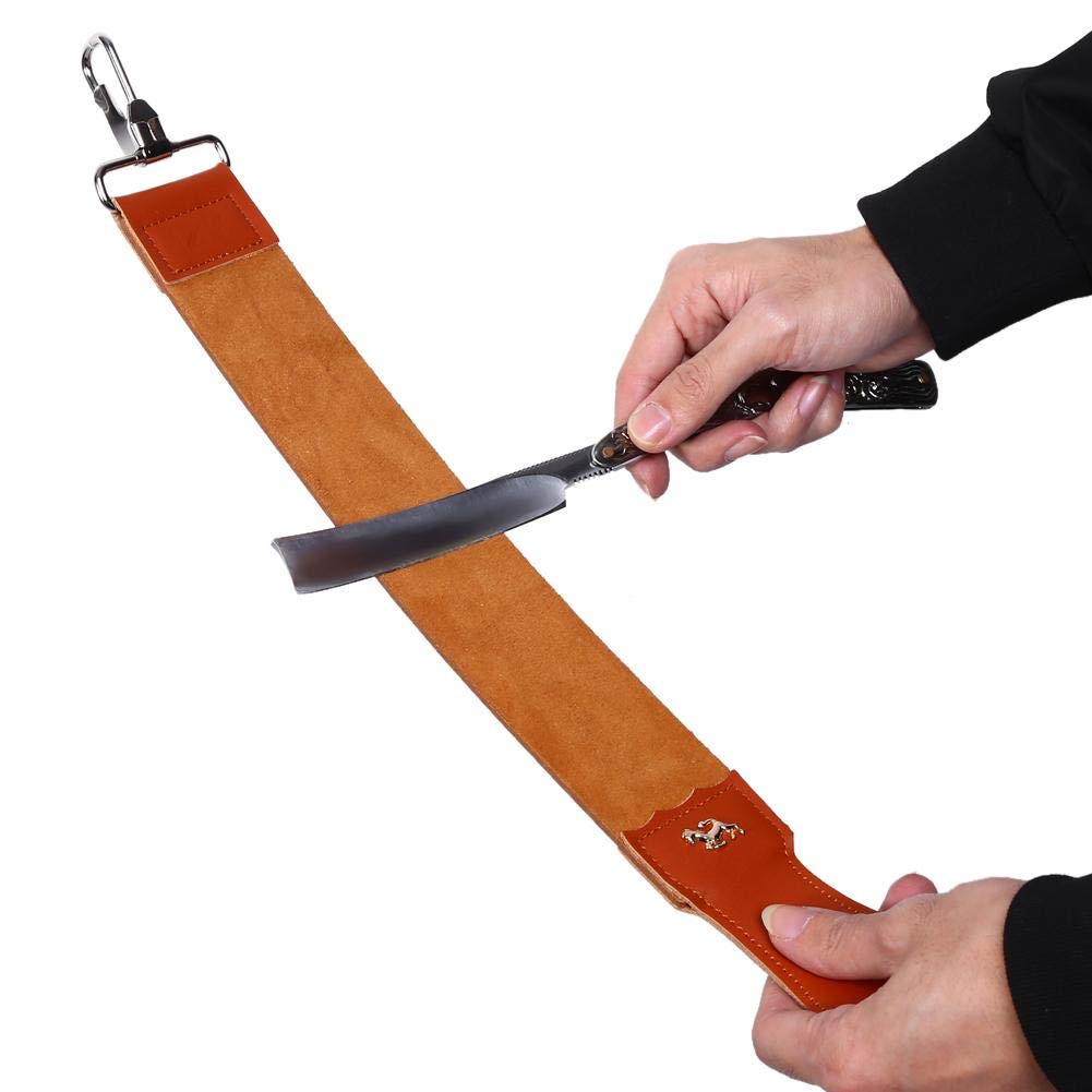 Sharpener Strap Belt, Genuine Leather Strop Belt Straight Razor Folding Knife Shave Sharpener Sharpening Belt Sharpen Knives and Chisels, Durable Beauty and Personal Care Qioni
