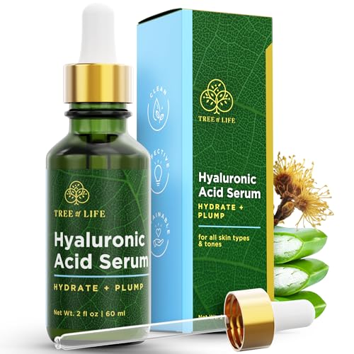 Tree of Life Hyaluronic Acid Serum For Face - Deep Hydration for Dry, Dehydrated, & Sensitive Skin - Dermatologist Tested - Moisturizing Treatment Beauty & Personal Care Tree of Life