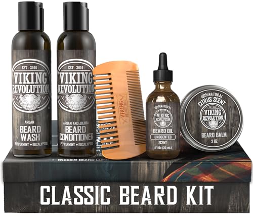 Viking Revolution Ultimate Conditioner for Men's Beard Grooming - Softens, Smoothes and Soothes Beard Itch- Contains Wash, Conditioner, Beard Oil Beauty & Personal Care Viking Revolution
