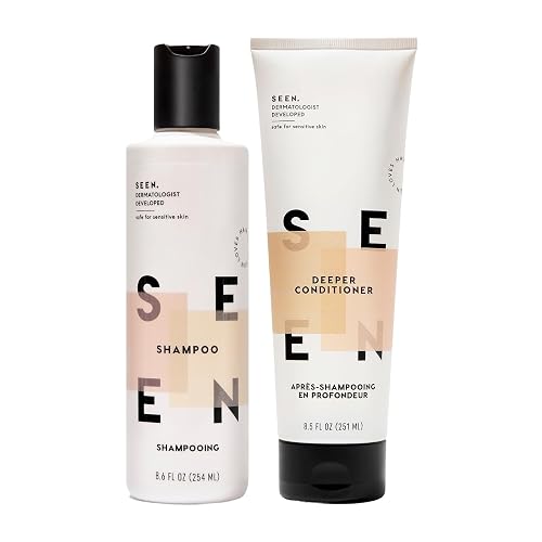 SEEN Shampoo & Deeper Conditioner Bundle, Scented - Non-Comedogenic Hair Care Set, Dermatologist-Developed, Safe for Sensitive, Eczema & Acne-Prone Beauty & Personal Care SEEN