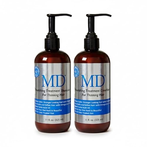 MD Revitalizing Shampoo & Conditioner Bundle (Set of 2/325 ml Each) - Moisturizing Hydrating Damaged Hair Shampoo & Conditioner with Aloe, Sacha Inchi Beauty & Personal Care MD