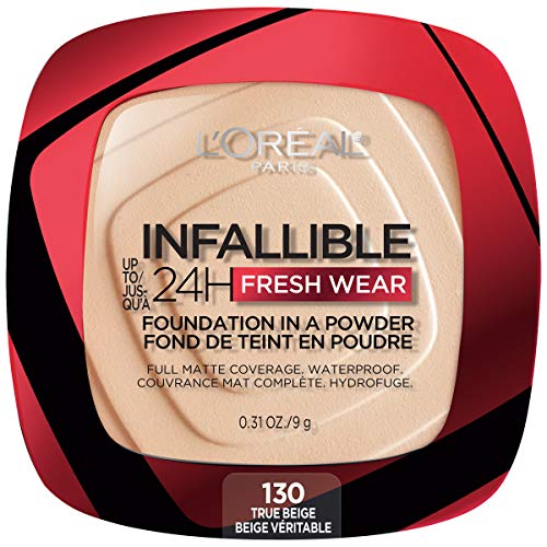 L'Oreal Paris Makeup Infallible Fresh Wear Foundation in a Powder, Up to 24H Wear, Waterproof, True Beige, 0.31 oz. (Packaging May Vary)