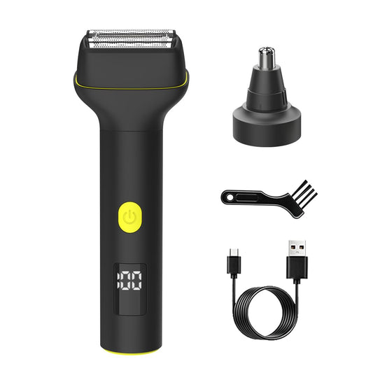 2-in-1 Electric Foil Shavers for Men, IPX6 Waterproof Shaver and Nose Hair Trimmers, Independent Floating Blade Head, LED Power Display, Type-C Fast Beauty and Personal Care KANLINS