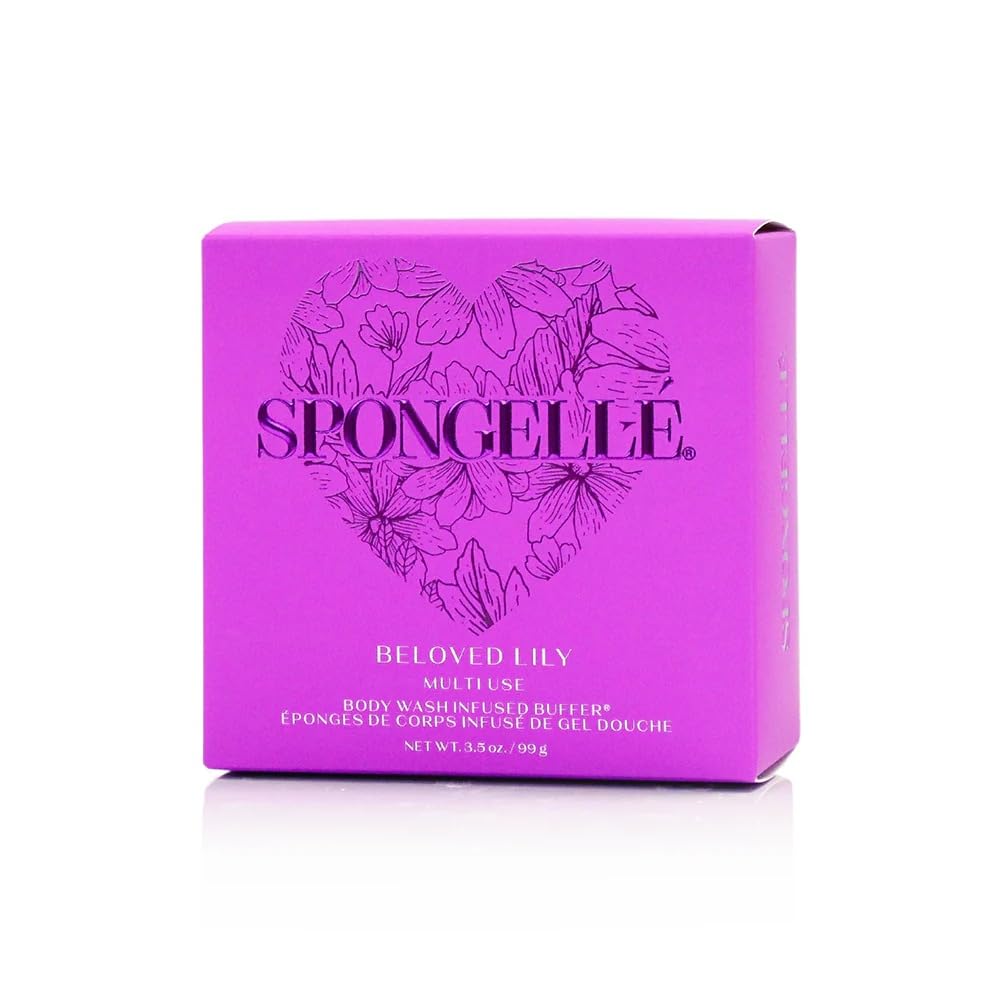 Spongellé Beloved Lily Heart Bath Sponge - Built-in Body Wash & Body Scrubber, Shower Loofah Sponge for Women - 20+ uses Beauty and Personal Care SPONGELLÉ