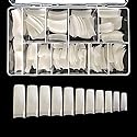 VIVACE Natural Half Moon 550 Acrylic False Fake Gel Nail Tips 11Sizes With Clear Plastic Case for Nail Salon Nail Shop (Natural Half Moon)… Beauty & Personal Care BeYou
