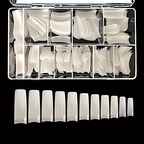 VIVACE Natural Half Moon 550 Acrylic False Fake Gel Nail Tips 11Sizes With Clear Plastic Case for Nail Salon Nail Shop (Natural Half Moon)… Beauty & Personal Care BeYou
