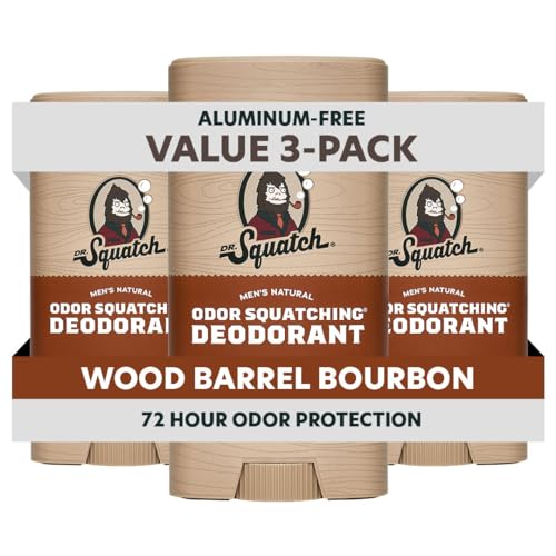 Dr. Squatch Natural Men’s Deodorant - Aluminum Free Natural Deodorant Men with Charcoal & Postbiotics for 72-Hour Odor Protection - Wood Barrel Beauty and Personal Care Dr. Squatch