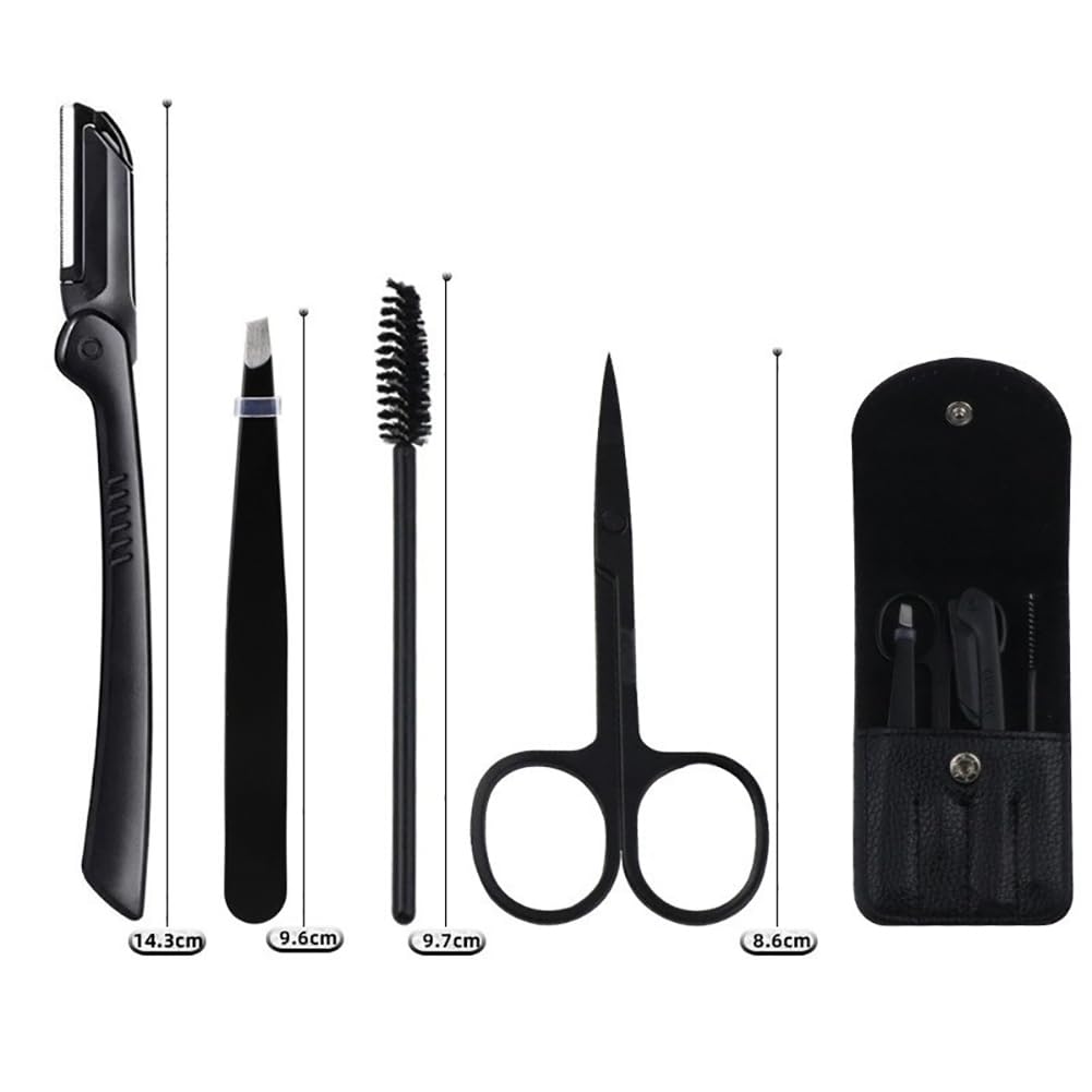 UUYYEO 4 Pcs Stainless Steel Eyebrow Trimmer Set Eyebrow Grooming Brush Razor Eyebrow Shaping Scissors Professional Eyebrow Tweezers Beauty Tools Beauty and Personal Care UUYYEO