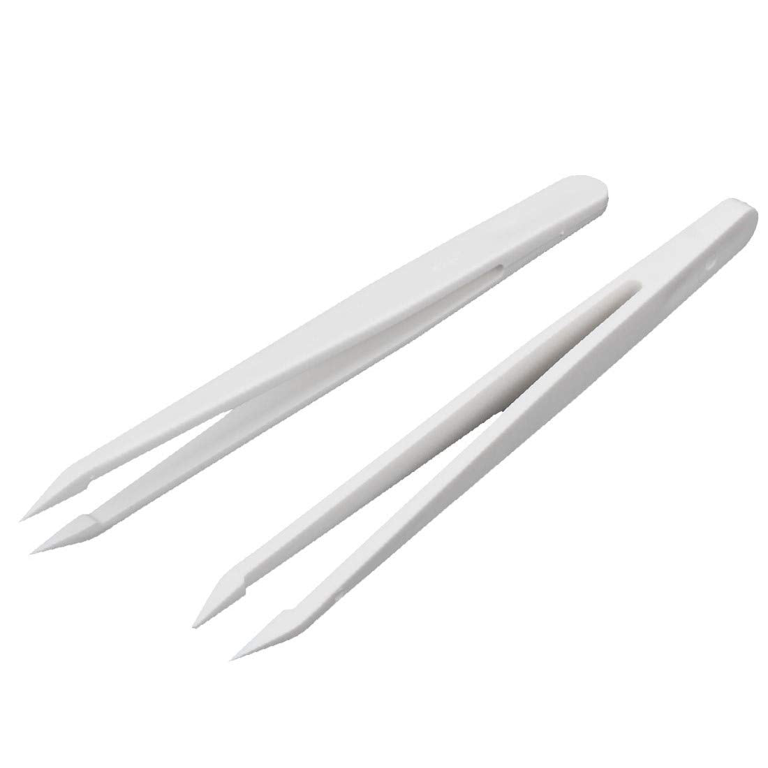 New Lon0167 2pcs 12cm Featured Long Anti Static reliable efficacy Plastic Pointed Tip Tweezer Nipper White(id:e05 f0 47 b04) Beauty and Personal Care Lon0167