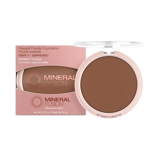 Mineral Fusion Pressed Powder Foundation, Deep 7 - Deep Skin w/Neutral Undertones, Age Defying Foundation Makeup with Matte Finish, Talc Free Face Beauty & Personal Care Mineral Fusion