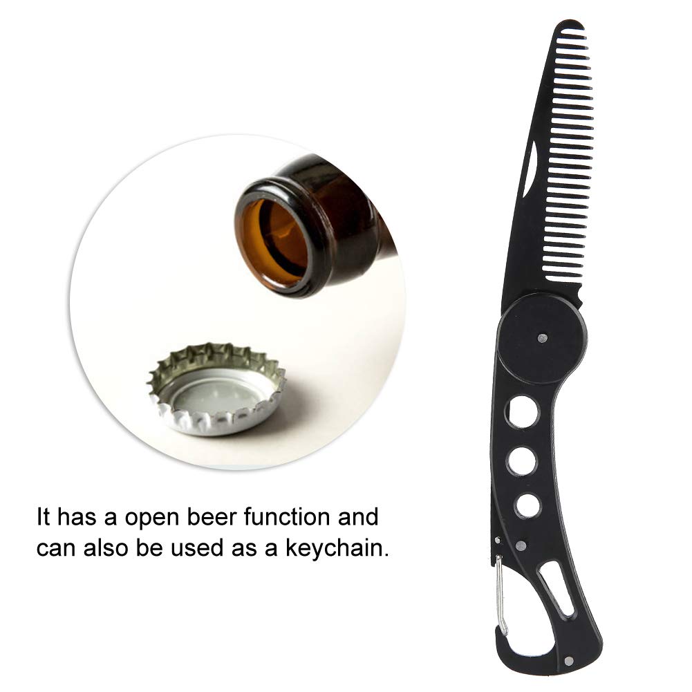 Delaman Men's Stainless Steel Folding Multifunctional Pocket Comb for Beard and Mustache Styling Beauty and Personal Care Delaman