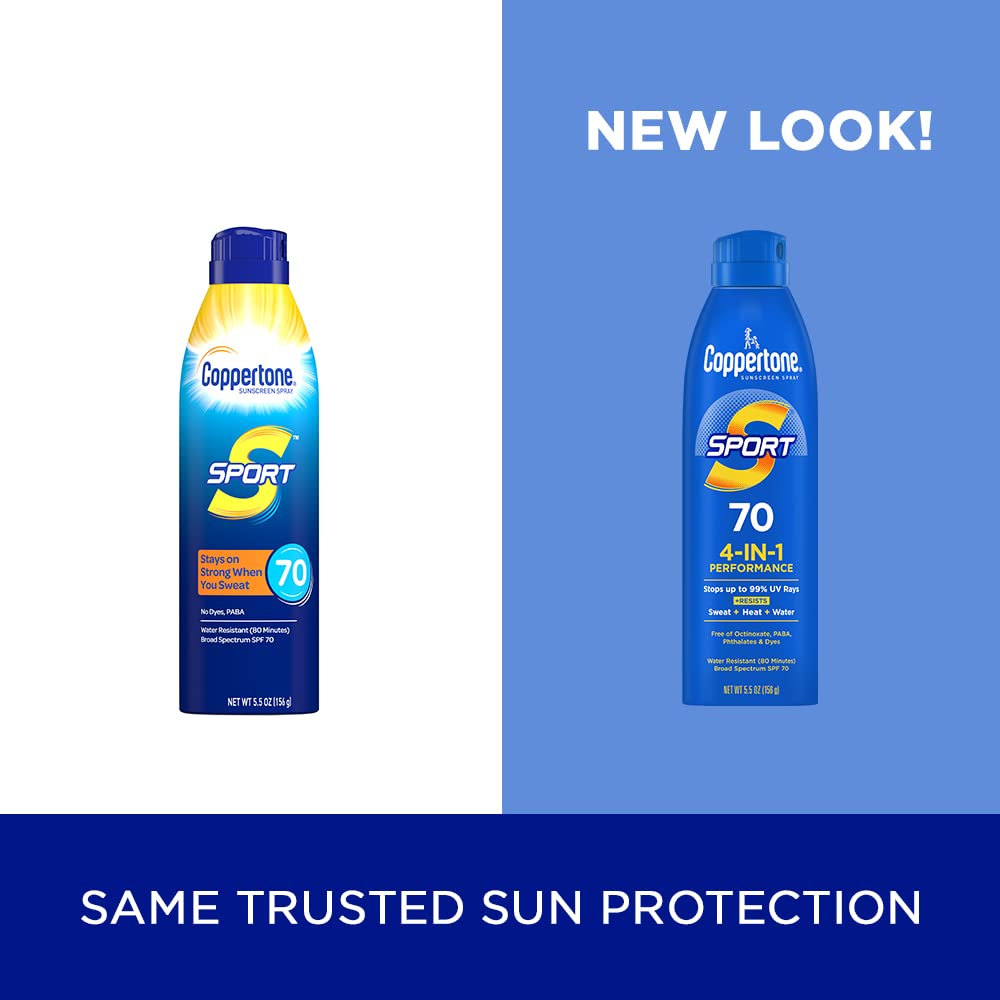 Coppertone SPORT Continuous Sunscreen Spray Broad Spectrum SPF 70 (5.5 Ounce) (Packaging may vary) Beauty & Personal Care Coppertone