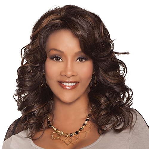 Vivica A. Fox GOLDIE-V Deep Lace Front Wig, 18" Curly Layered Style (4 Medium Brown)