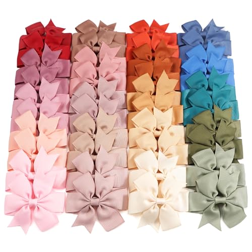 CÉLLOT 40PCS 3 Inch Boutique Grosgrain Ribbon Pinwheel Hair Bows Alligator Clips for Baby Girls Toddlers Accessories Teens In Pairs(Pastel Colors) Beauty and Personal Care CÉLLOT Default Title
