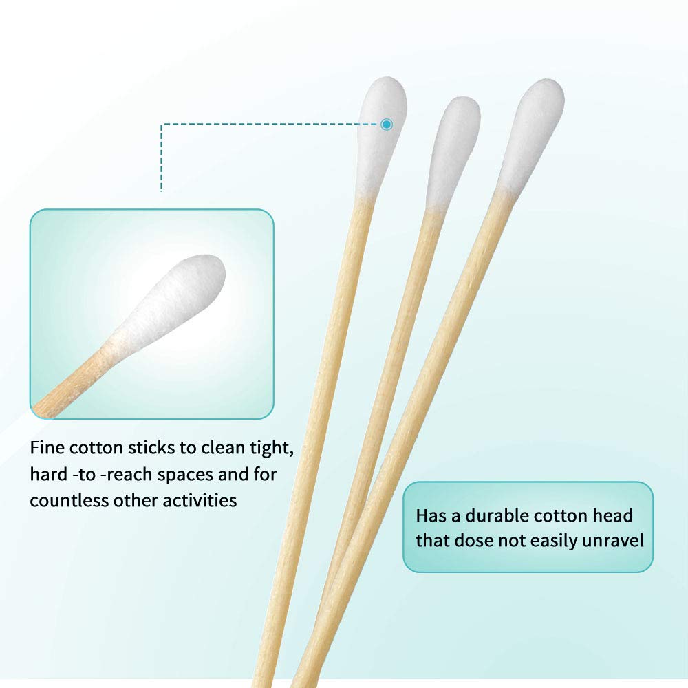 Yinghezu 200 Pcs Count 6" Inch Long Cotton Swabs with Wooden Handles Cotton Tipped Applicator, Cleaning with Wood Handle for Oil Makeup Gun Beauty and Personal Care Yinghezu