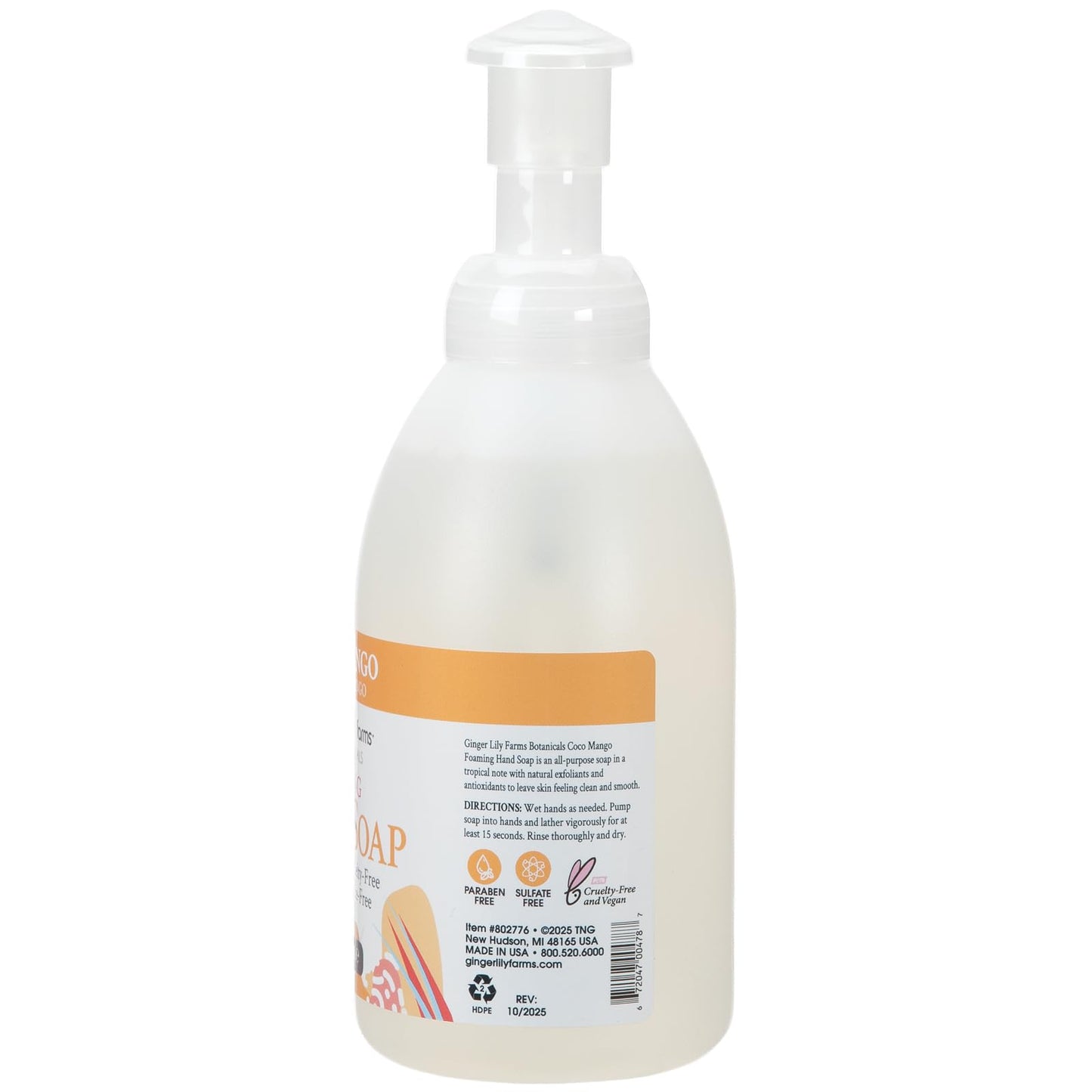 Ginger Lily Farms Botanicals All-Purpose Foaming Hand Soap Refill, Coco Mango, 100% Vegan & Cruelty-Free, Coconut Mango Scent, 20 Fl Oz (Pack of 8) Beauty & Personal Care Ginger Lily Farms