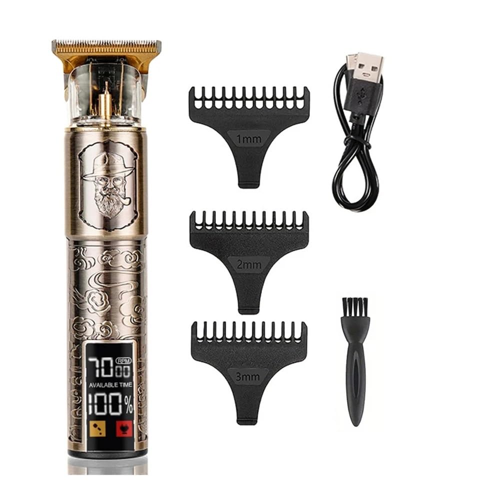 EWKYLSEM Razors Metal Electric Hair Clipper, Multi-Functional Cordless Hair Clipper Shaver USB Liquid Crystal Display T-Head Hair Clipper(Metal Beauty and Personal Care EWKYLSEM