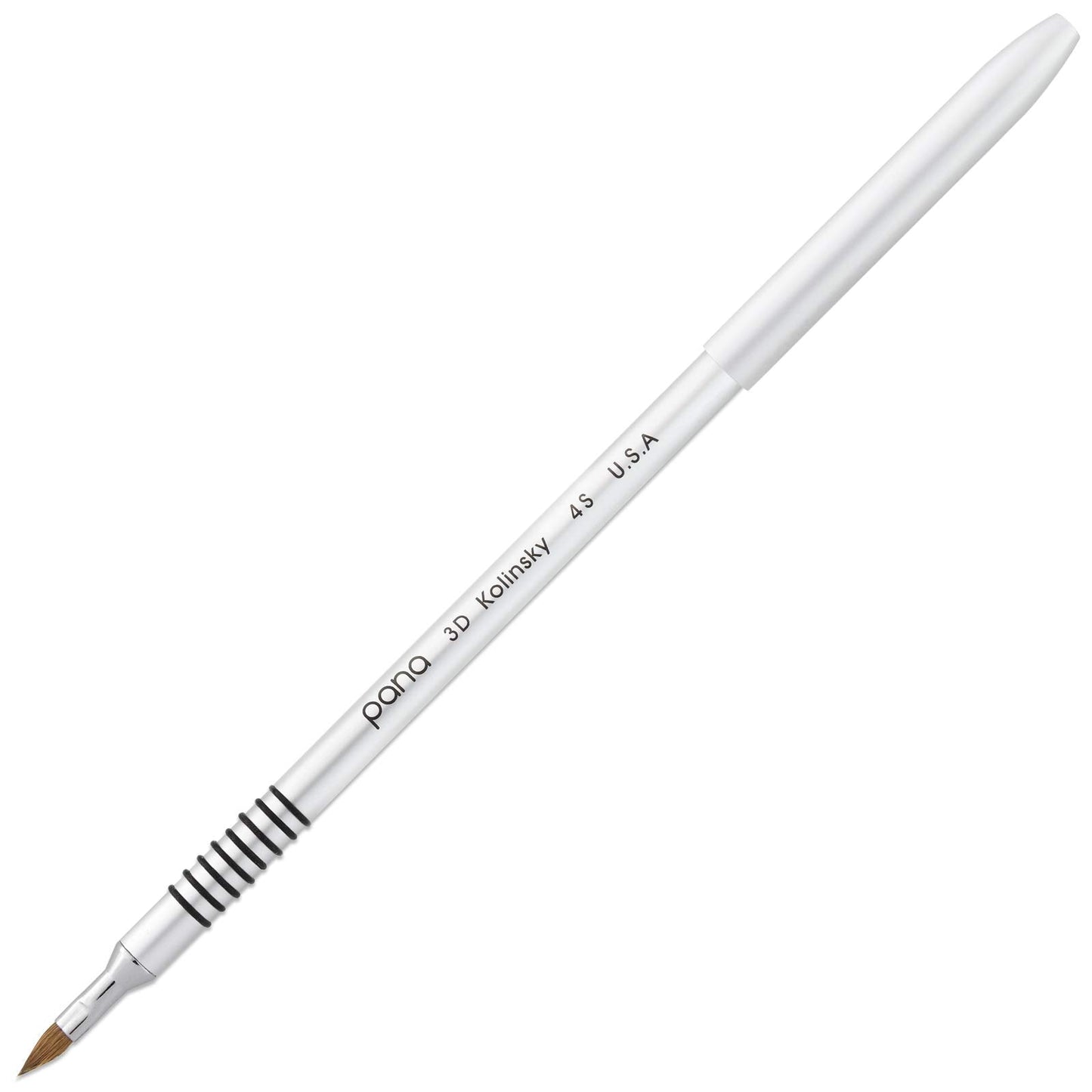PANA 3D Kolinsky Acrylic Nail Art Sculpture Brush with Silver Metal Non-Slip Grip Handle for Manicures 3D Nail Art Flower Designs (Size #4) Beauty & Personal Care PANA