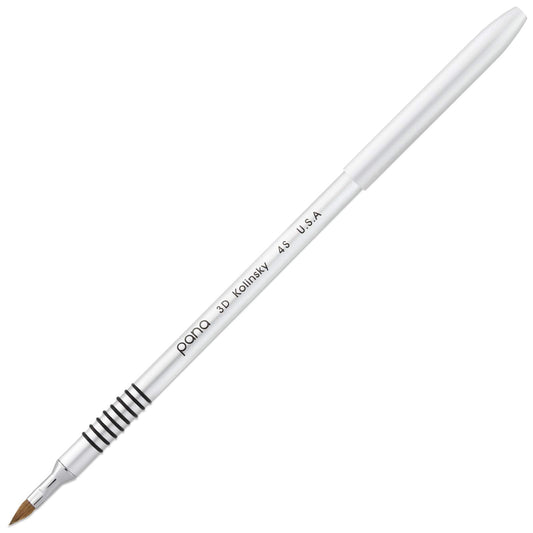 PANA 3D Kolinsky Acrylic Nail Art Sculpture Brush with Silver Metal Non-Slip Grip Handle for Manicures 3D Nail Art Flower Designs (Size #4) Beauty & Personal Care PANA