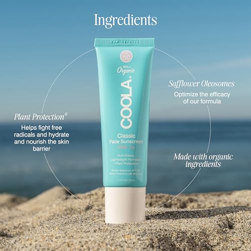 COOLA Organic Face Sunscreen SPF 50 Sunblock Lotion, Dermatologist Tested Skin Care for Daily Protection, Vegan and Gluten Free, White Tea, 1.7 Fl Oz Beauty & Personal Care COOLA