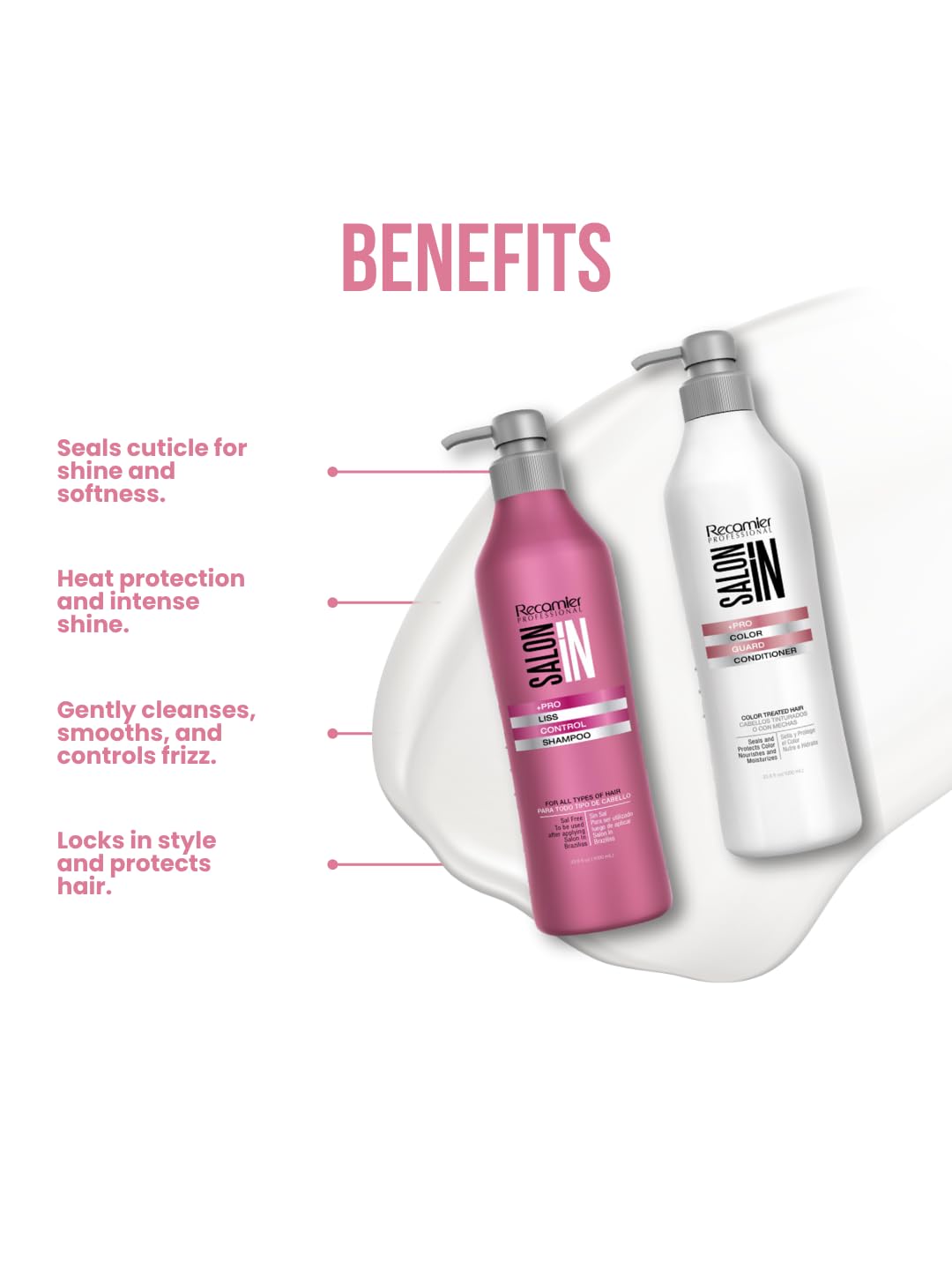 Salon In by Recamier | Liss Control Hair Shampoo & Conditioner Set | Hair Care Set | 33.8 fl oz / 1000 ml Beauty & Personal Care RECAMIER PROFESSIONAL SALON IN