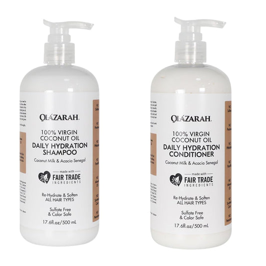 Coconut Daily Hydration Shampoo, 17 fl. oz. & OlaZarah Coconut Oil Conditioner, 17 fl. oz (combination) Beauty & Personal Care OLAZARAH