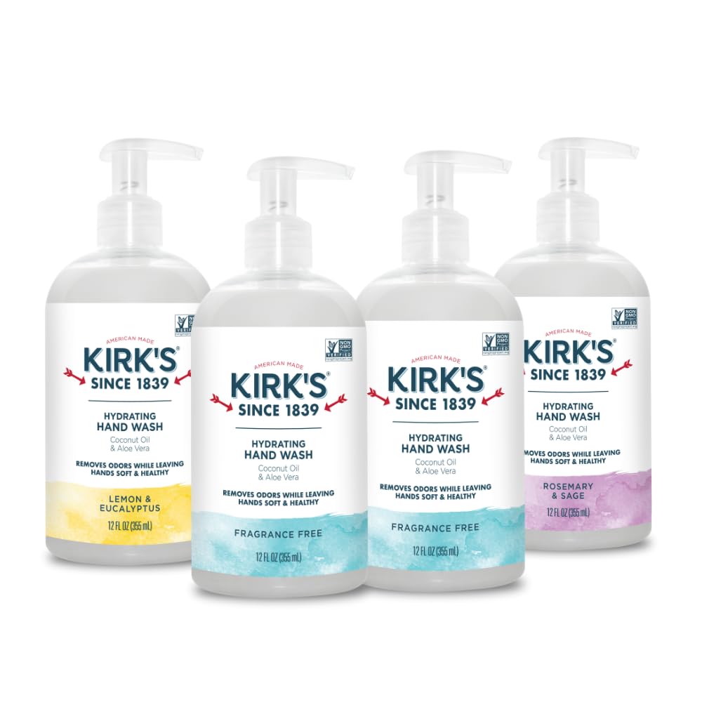 Kirk's Hydrating Hand Wash - Made with Coconut Oil and Aloe Vera, With Odor Neutralizing Technology To Help Eliminate Odors, Non-GMO, Vegan, Variety Beauty & Personal Care Kirk's