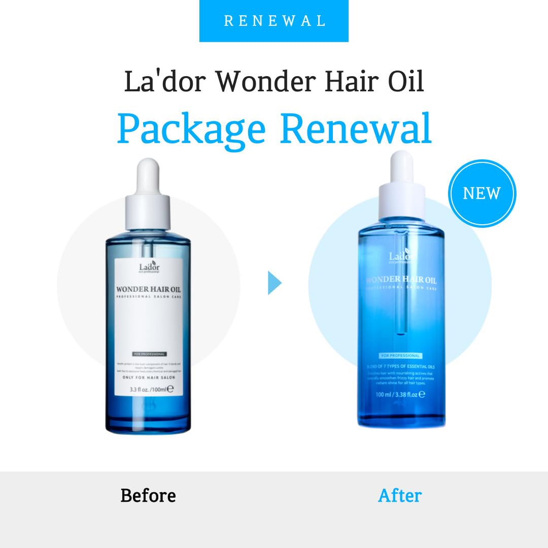 LADOR Wonder Hair Oil Anti Frizz Leave-In Lightweight Protein Coditioner - Squalane Argan Avocado Oil for Dry Static Damaged Bleached Hair Defrizz Beauty & Personal Care LA'DOR