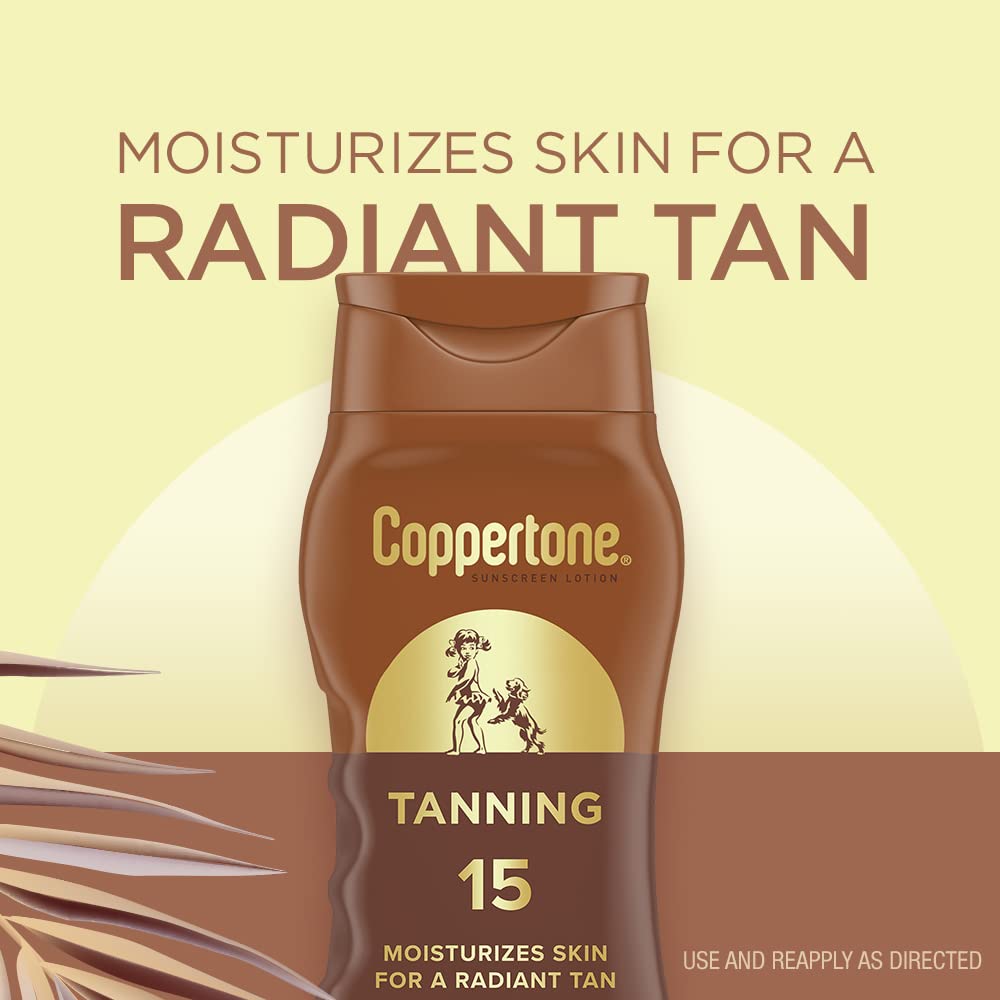 Coppertone Tanning Sunscreen Lotion, SPF 15, Lightweight and Non Greasy Sunscreen, Water Resistant, Oxybenzone Free, Sun Tan Lotion Moisturizes Skin Beauty & Personal Care Coppertone