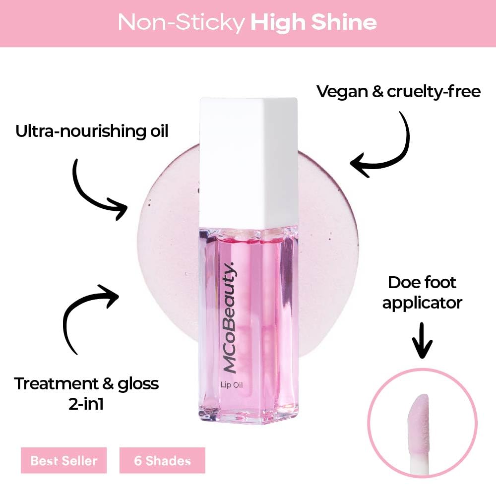 MCoBeauty Lip Oil Hydrating Treatment Tinted Lip Gloss - Sheer Rose Beauty and Personal Care MCoBeauty
