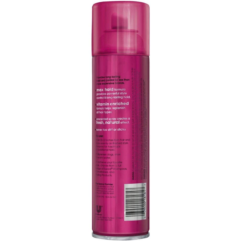 Suave Hairspray Max Hold 8 Unscented 11 Ounce (Pack of 6) Beauty & Personal Care Suave