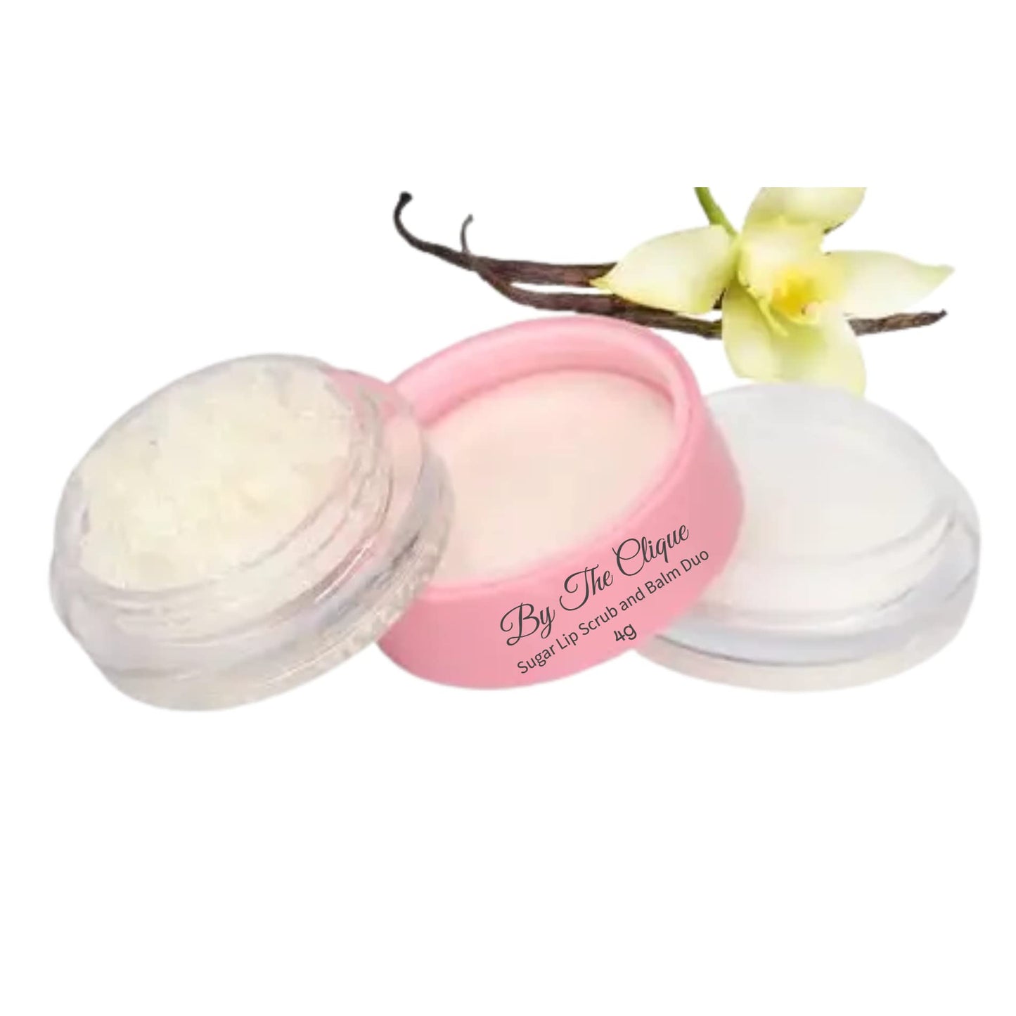 By The Clique Premium 2 in Exfoliating Sugar Lip Scrub and Smoothing Safflower Oil Infused Lip Balm Duo - All Natural Ingredients - Vegan, Gluten Free Beauty and Personal Care By The Clique
