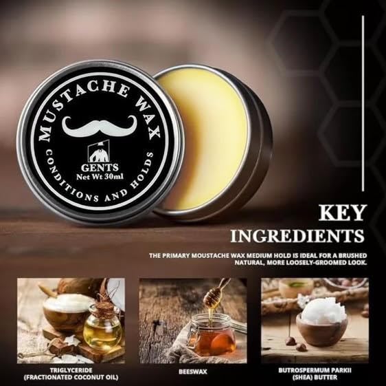 Gents Unscented Mustache Wax Kit - Extra Strong Hold, Fragrance Free - Includes Handmade Mustache Comb, Trimming Scissors & Black Beard Filler Pen Beauty and Personal Care G.B.S