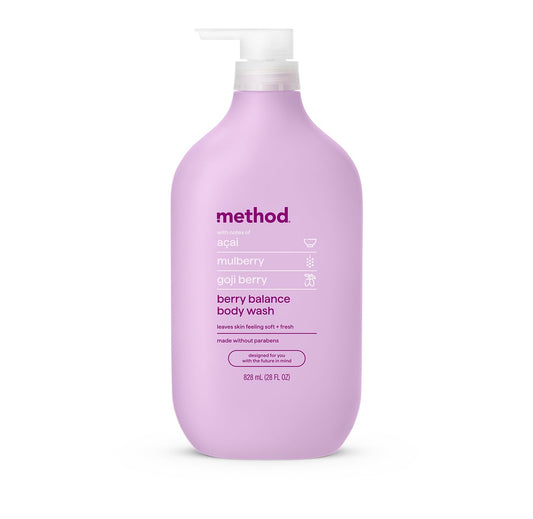 method Body Wash, Berry Balance - Leaves Skin Feeling Soft & Moisturized, Made Without Parabens, Notes of Acai, Mulberry & Goji Berry, 28 Fl Oz Beauty and Personal Care Method Default Title