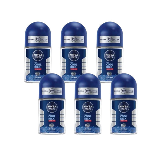 NIVEA Men Cool Kick Anti-Perspirant Roll-On Deodorant 25ml - 72 Hour Sweat & Odor Protection, Refreshing Cool Formula with Masculine Scent, Skin Beauty and Personal Care NIVEA