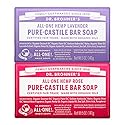 Dr. Bronner's - Pure-Castile Bar Soap (2-Pack Bundle, Rose & Lavender) - Made with Organic Oils, For Face, Body and Hair, Gentle and Moisturizing Beauty & Personal Care Dr. Bronner's