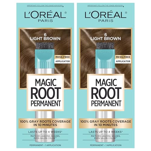 L'Oreal Paris Magic Root Permanent Hair Color Kit, 100% Gray Hair Coverage In Just 10 Minutes, Precision Brush Applicator for Seamless Application, 6 Beauty & Personal Care L'Oreal Paris